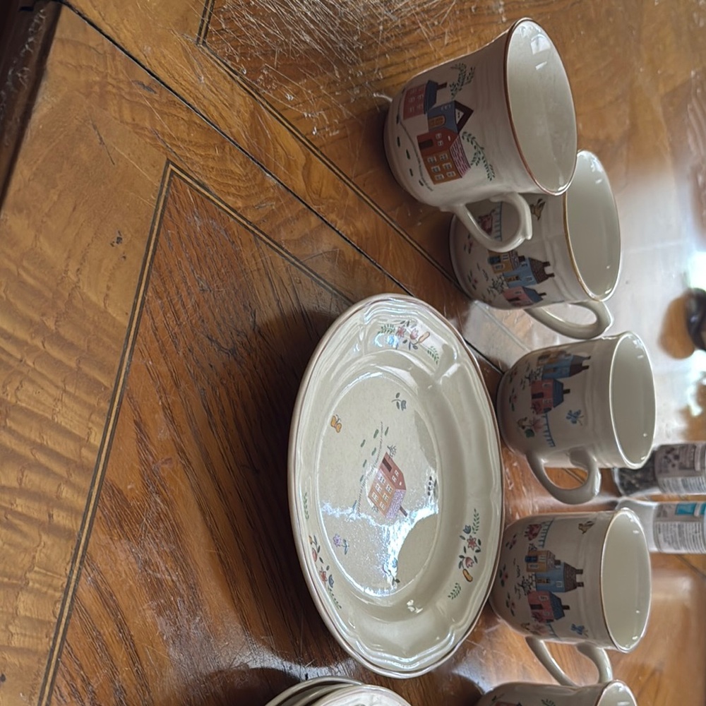 Charming Ceramic Mug and Plate Set with House Design